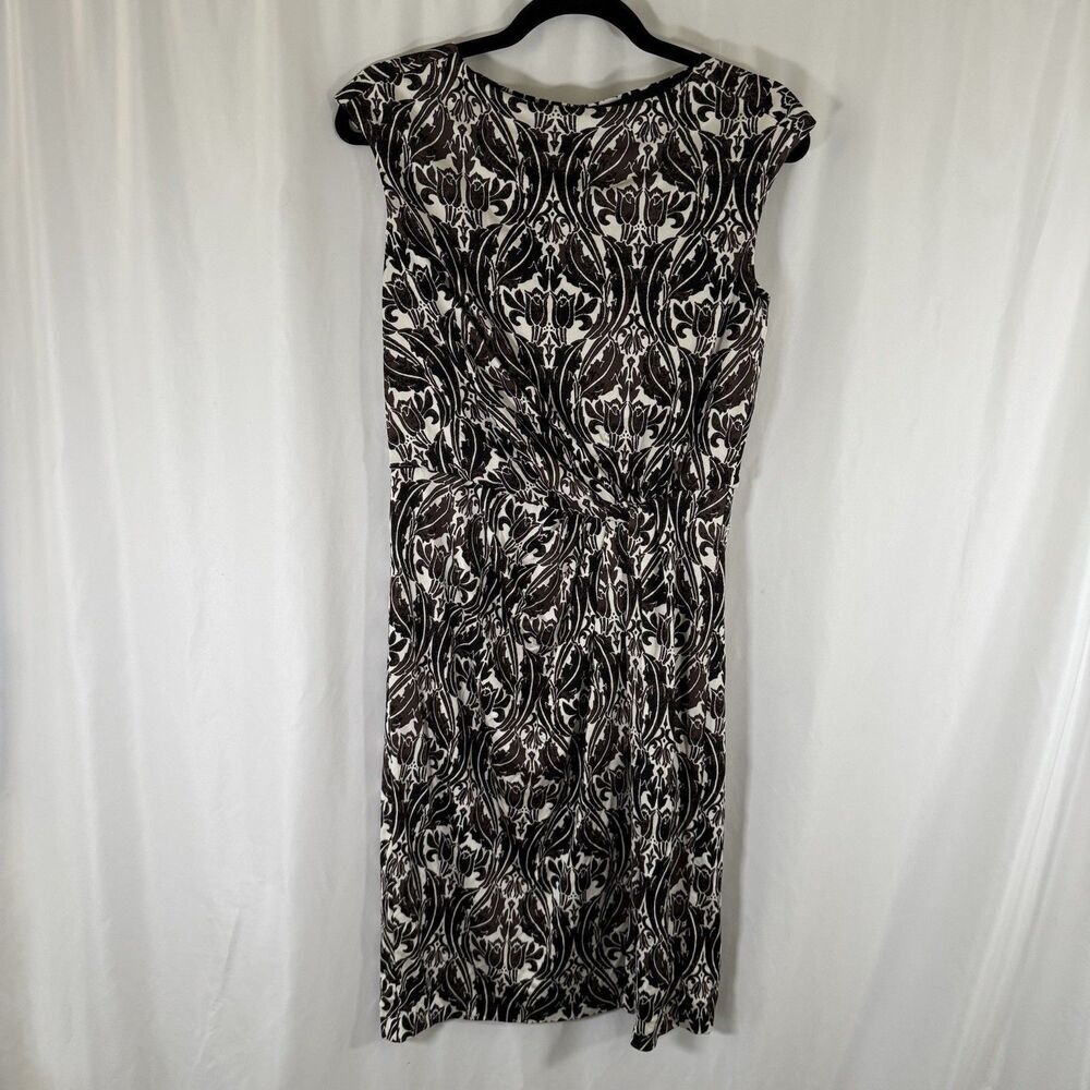 Tory Burch Silk Midi Dress Women's Small White Black Floral Pull On Sleeveless
